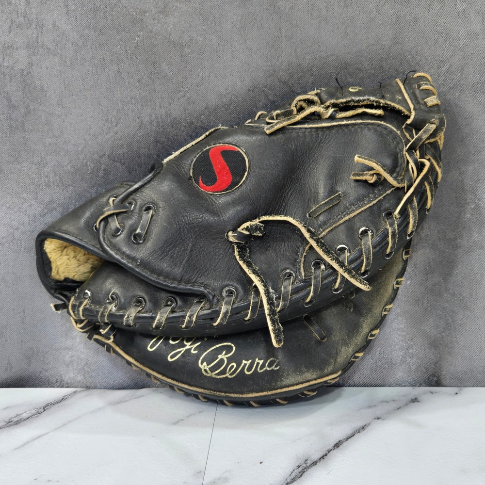 Spalding Yogi Berra Catchers Mitt Adult Black Leather Stadium Series 42-085 Vtg